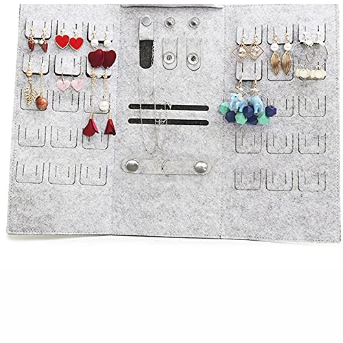 Zarsio Travel Jewelry Organizer Wool Felt Roll Bag Organizer Foldable Portable Jewelry Case For Rings, Earrings, Studs, Necklaces, Bracelets (Pink) #TOP1