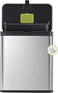 Pouseayar 18.5 Gallon Stainless Steel Automatic Trash Can - Motion Sensor, Silent Lid, Deodorizer Compartment