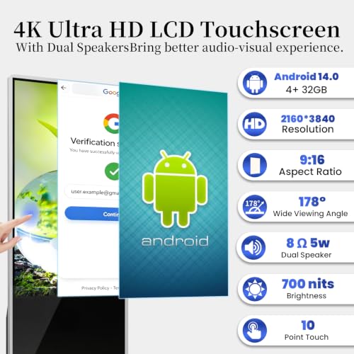 Image of 55 inch Touch Digital Signage Display Kiosk Floor Stand Advertising