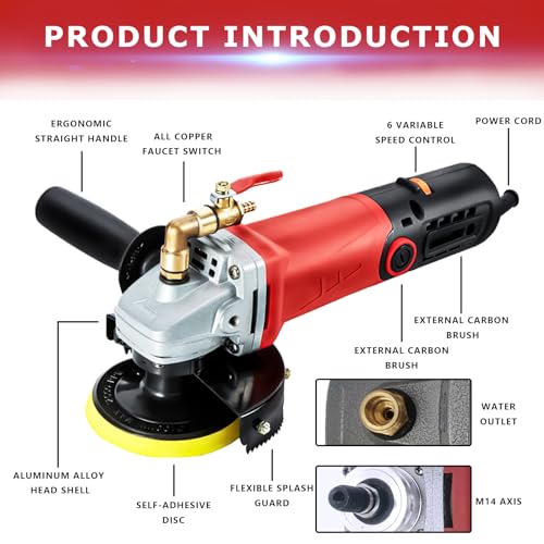 Wet Polisher Grinder,860W/110V Variable Speed Wet Buffer with 4\'\' Diamond Polishing Pad Tools Kit,Low-noise Wet Stone Polisher Buffing Machine for Concrete,Floor Surface,Marble,Ceramic Tile - Thumbnail 4