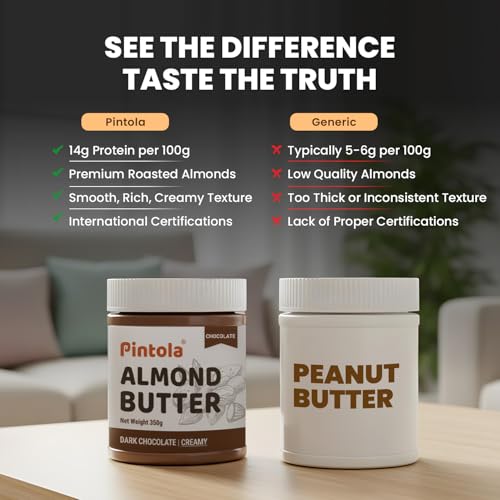 Image of Pintola Almond Choco Spread Creamy 200g | High Protein & fiber | Gluten & cholesterol free | Smooth | Rich in vitamins & anti-oxidants | Made with dark chocolate (Pack of 3)