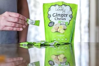 Lovely Candy Co. Original Ginger Chews, Made with Real Ginger, Individually Wrapped, 5oz (6-Pack) | Gluten-Free, Non-GMO, NO Artificial Ingredients, NO High Fructose Corn Syrup | 3 Simple Ingredients!