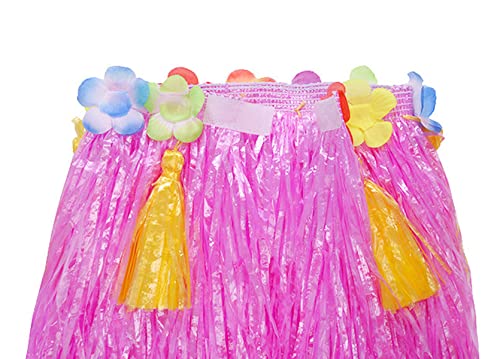Yesier Hula Grass Skirts For Adults Hula Skirts For Women With Flower Leis Hawaiian Costumes For Luau Party, 1 Set 80 Cm (Pink) #TOP2