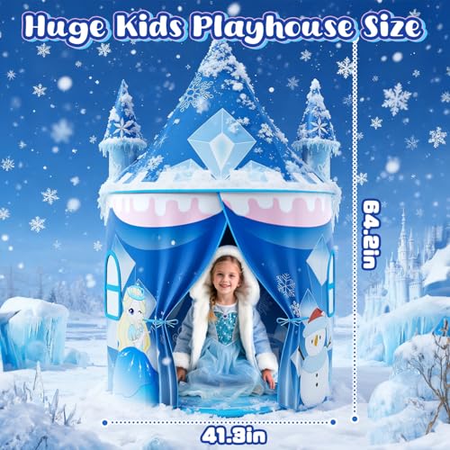 Skirfy Princess Play Tent, Frozen Toy for Girls, Ice Castle Kids Tent Indoor and Outdoor, Large Imaginative Playhouse for Toddler 3+,Christmas Birthday Thanksgiving Gift for Girls-64.2*41.3*41.3 inch — view 2
