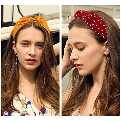 Bow Headbands For Women, Fashion Polka Dot Headbands With Rabbit Ears, Vintage Wide Bunny Headbands With Bow For Hair, Adjustable Size Hairbands Accessories Cintillos De Pelo Para Mujeres(5 Pcs) #TOP1