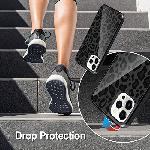 Teaught Compatible With Iphone 12 Pro Max Case 6.7 Inch, Cute Pattern Black Leopard + Screen Protector Tire Shockproof Cover, Designed For Iphone 12 Pro Max Case For Girls Women #TOP2