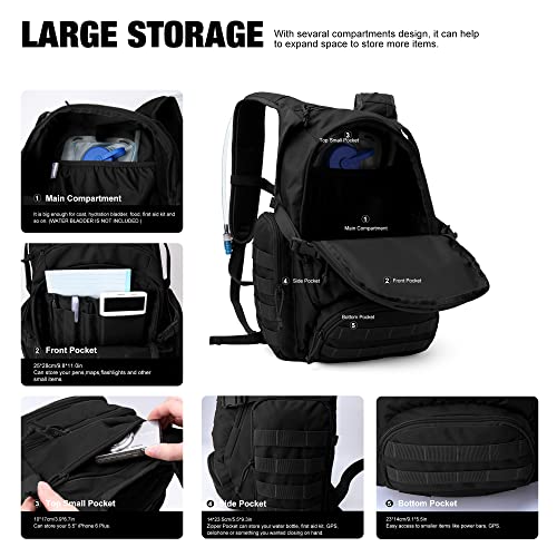 Mardingtop Bundle Items: 25L+60L Molle Tactical Backpack Black #TOP6