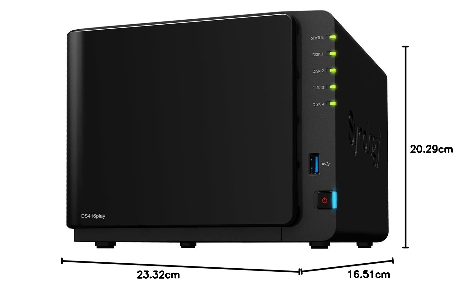 Synology DS416play - Servidor NAS para archivos multimedia y transcodificación 4K UHD (Intel Celeron N3060, HDD de 40 TB, 1 GB DDR3, USB 3.0), color negro