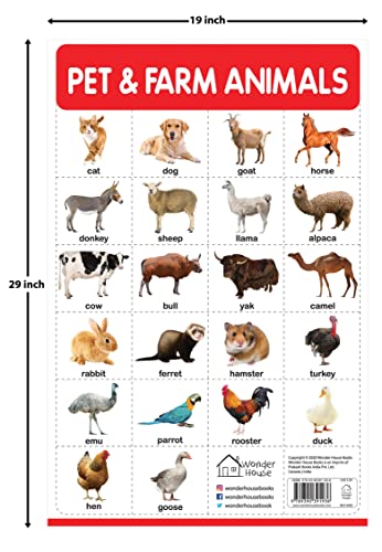 Pet And Farm Animals - My First Early Learning Wall Chart: For Preschool, Kindergarten, Nursery And Homeschooling (19 Inches X 29 Inches)