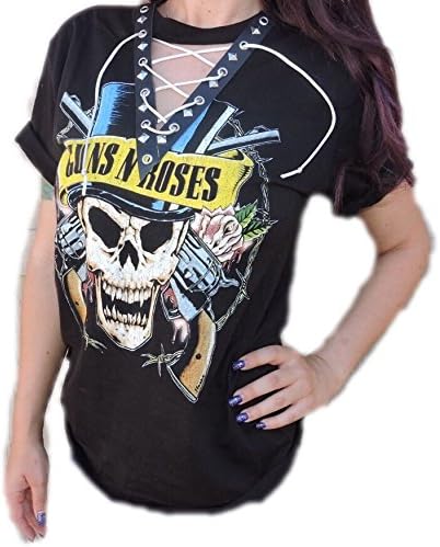 Guns"N"Roses"Skull and Top Hat" Lace Up Band Tee