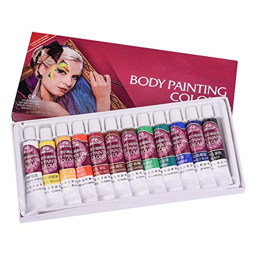 Aincrso Professional Face Body Paint Oil With Brush, Hypoallergenic Non-Toxic Oil Halloween Birthday Party Makeup, Body Painting For Adults And Kid, Halloween Makeup Paint Supplies #TOP1