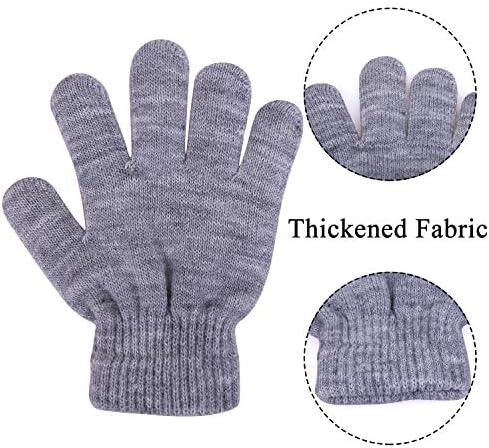 Cooraby Kids Gloves Thick Winter Knitted Gloves Stretchy Full Fingers Gloves Mitten for Boys and Girls