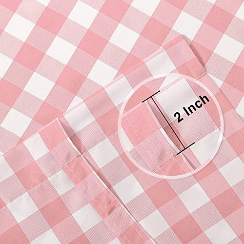 Hiasan Buffalo Check Tie Up Curtains For Small Windows, 42 X 63 Inch - Semi Sheer Light Filtering Balloon Kitchen Curtains For Spring (Rod Pocket, Pink And White, 1 Panel) #TOP1