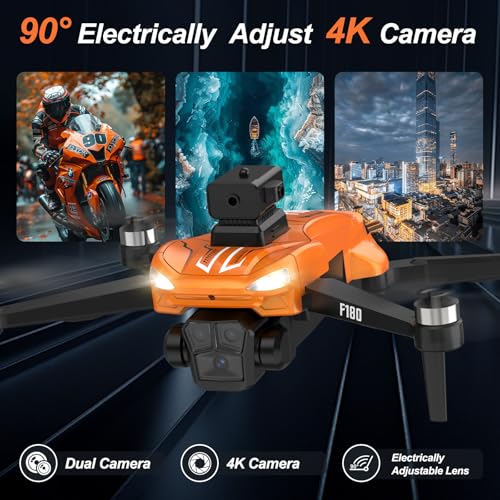 Image of F180 Drones with 4K Camera Adults 4.5 inch LCD RC Screen, Follow Me Professional Drone GPS Auto Return Home, 5GHz FPV Real-Time RC Quadcopter Dron for Beginner, SD Card, Long Flight Time Under 249g | drone with camera