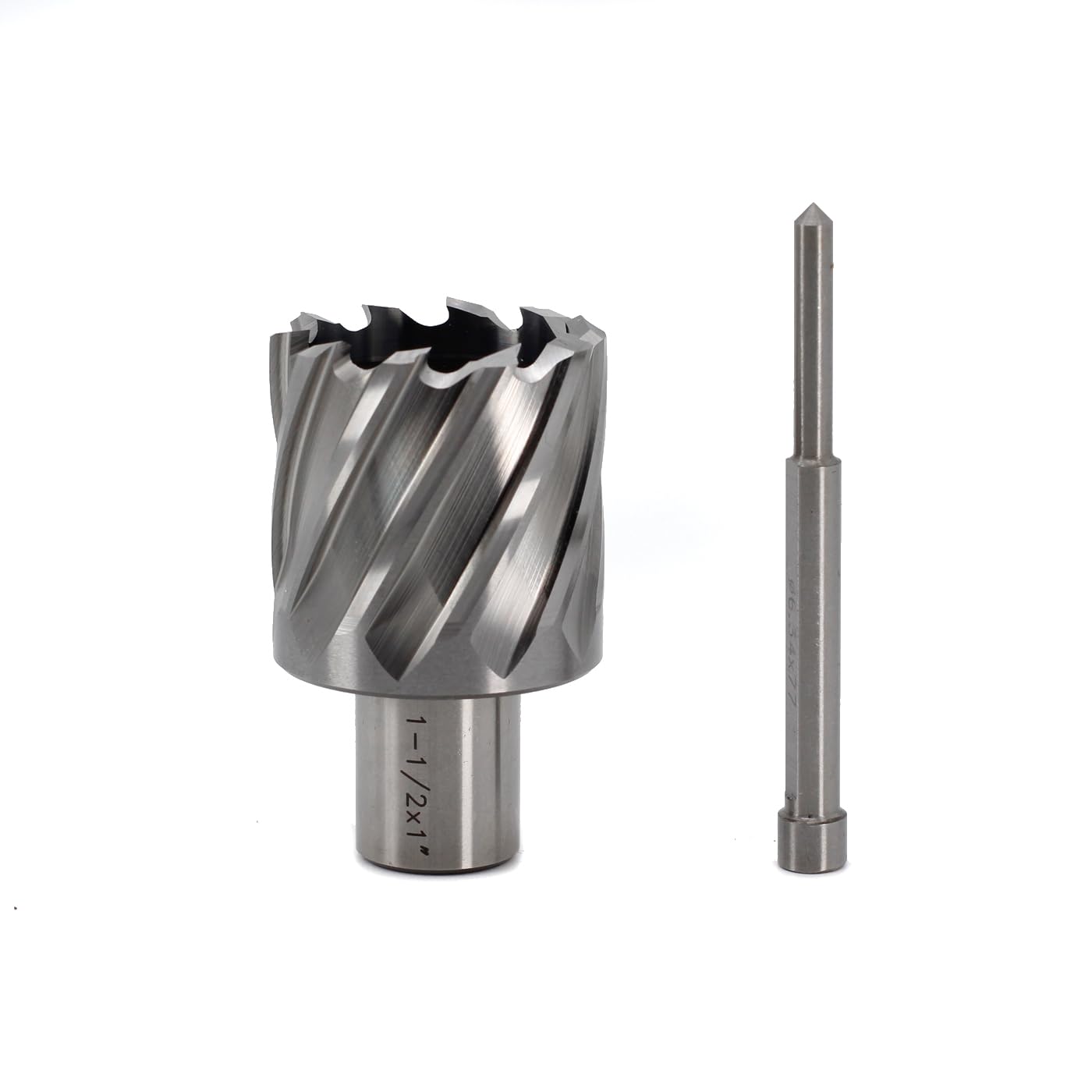 OSCARBIDE 1-1/2"x1 Annular Cutter,1-1/2 inch Cutting Diameter,1 inch Depth of Cut,3/4 inch Weldon Shank,2 Flat Mag Drill Bit with Pilot Pin for