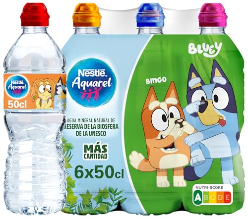 Nestle Aquarel Agua Mineral Natural con Tapón Infantil, 6 x 50cl