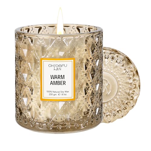 Chloefu LAN Amber Candles, Luxury Candle for Home Scented, Long