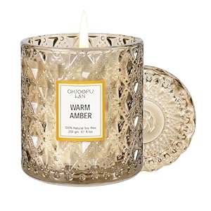 Chloefu LAN Amber Candles, Luxury Candle for Home Scented, Long Burning Time, Holiday Gifts, All Natural Soy Wax Decorative Candles, Scented Candle Gifts for Men&Women, 8.1oz