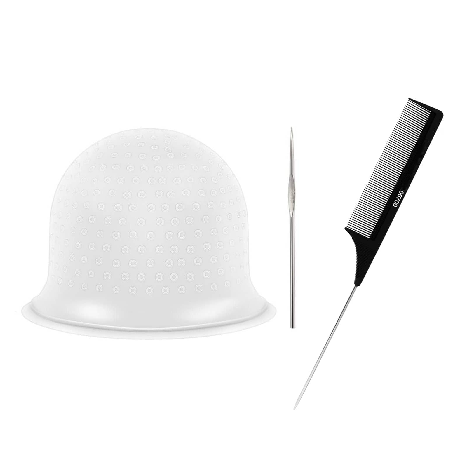 Highlighting Cap, Punched Hole Silicone Highlight Cap, Reusable Highlighting Kit, Highlights Hair Dye Kit, Hair Dye Cap With Hook, for Color Hair Hairdressing Dyeing Staining Tools