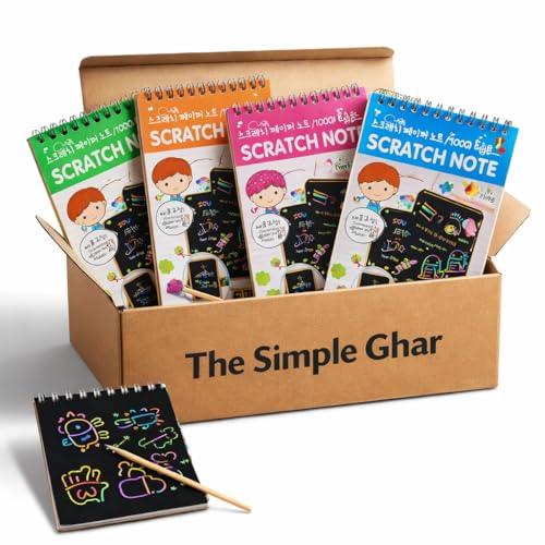 Image of Scratch Art Book for Kids Gifts for Birthday Magic Multicolor Scratch Book | Kids Birthday Return Gifts | Creative Art Craft Activity for Boys & Girls | Party Bulk Sets (Pack of 4)