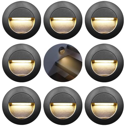 FWoche 8er 3W Wandeinbauleuchte treppe rund Treppenbeleuchtung warmweiss...