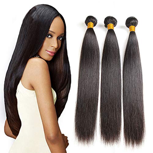 Human Hair Bundles Straight Brazilian Straight 3 Bundles Full And Soft Hair 26 28 30 Thick And Soft Hair Double Weft Natural Black Color 8a Grade Hair No Smell For Women