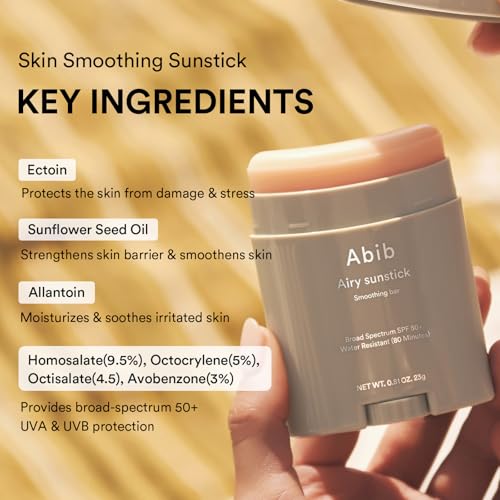 Abib Airy Sunstick Smoothing Bar Broad Spectrum SPF50+ 0.81 oz / 23 g (Semi- matte) | Korean Suncreen Stick Suncare Sunblock, No Whitecast, Protector Solar Barra, Water resistant - Image 7