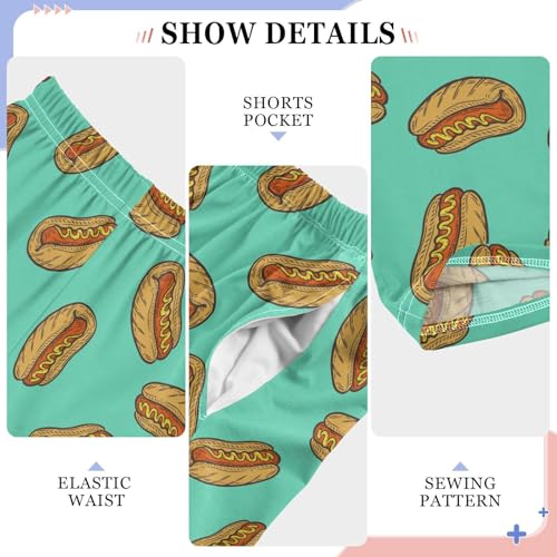 Funny Hot Dog Boys Long Pants Soft Trousers Elastic Waist Kids Lounge Bottoms with Pockets S-XL4