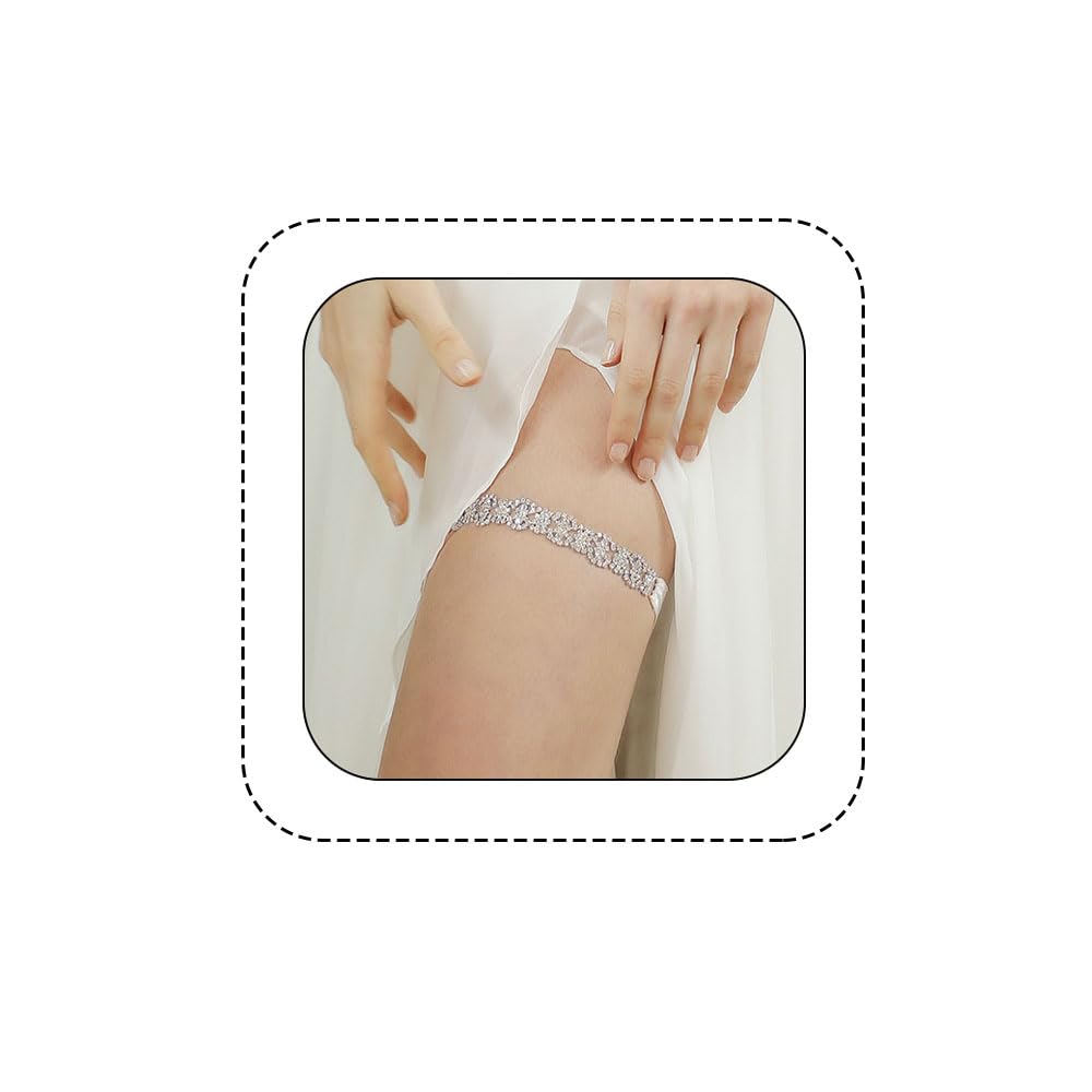 Wedding Bridal Garter Diamond-Cut Thigh Chain Gemstone Cluster Leg Chain Stretchy Thigh Belt for Women Girls-image-41