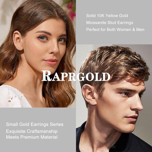 Solid 10K Yellow Gold Ball Stud Earrings, Tiny Moissanite Earrings Real 10K Gold Dainty Screw Ball Back Small Studs Dangle Earring for Womem Men, Cartilage Helix Tragus Piercing Jewelry Gifts, 1 Pair4