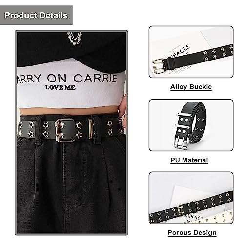 Grommet PU Leather Belts Y2K Punk Waist Belts Adjustable Waist Belt Rock Niche Design Belt for Women2