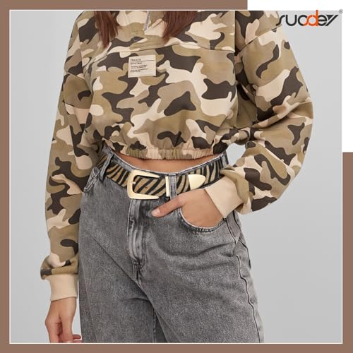 SUOSDEY Women's Leather Belts for Jeans Pants, Vintage Western Belt with Gold/Silver Buckle4