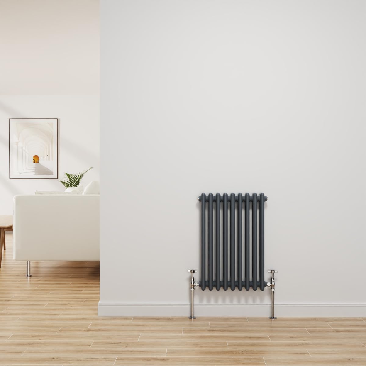 Nrg Anthracite Traditional Radiator Cast Iron 2 Column Horizontal Central Heating Bathroom Radiators 600X425mm