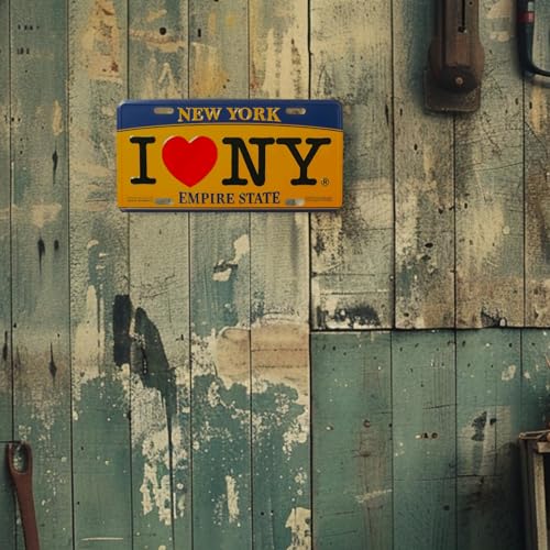 City-Souvenirs I Love NY License Plate Souvenir, Empire State, Official Size 6x12IN, Gold