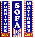 Mattress and Furniture Outlet Advertising Package of 3 Rectangle Feather Banner Flags. Replacement Flags Only. Mattress Sale, Furniture Sale, Sofa Sale Signs.