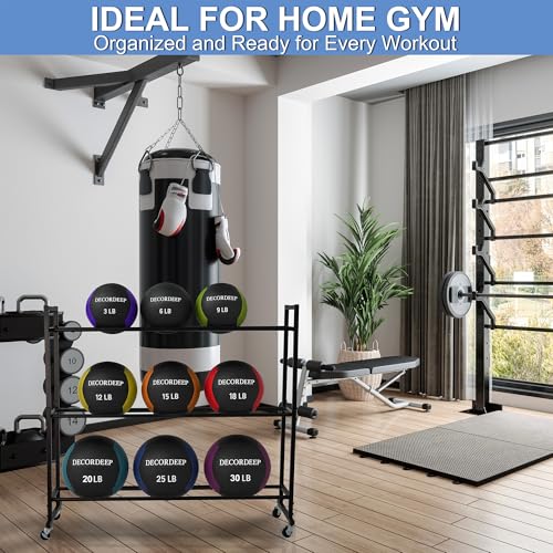 DECORDEEP Medicine Ball Rack, Heavy Duty Medicine Ball Storage Stand, Rolling Med Ball Holder and Organizer for Home, Gym by DECORDEEP - Image 5