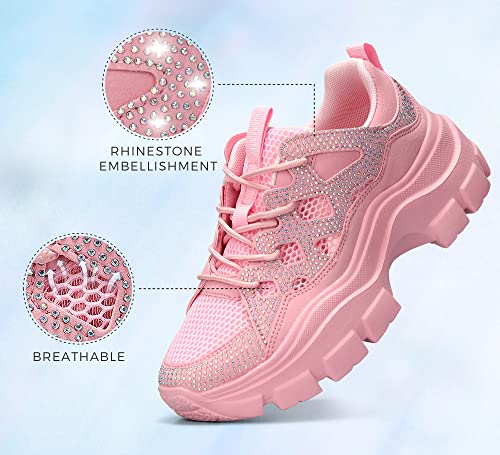 Image of LUCKY STEP Women Chunky Platform Dad Colorblock Casual Lace-Up Walking Sneakers