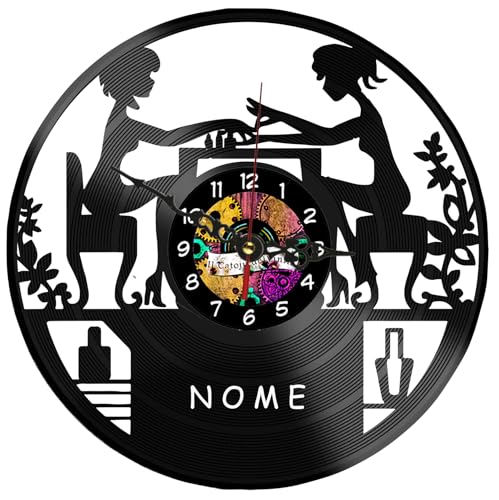 Il catoju del vinile - Orologio da Parete in Vinile personalizzato - Design estetista - Decorazione per salone di bellezza, estetista - idea regalo originale per gli estetisti - orologio silenzioso