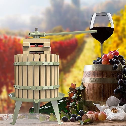 Image of 3.2 Gallon Fruit and Wine Press, Manual Cider Press with Solid Beech Wood Basket