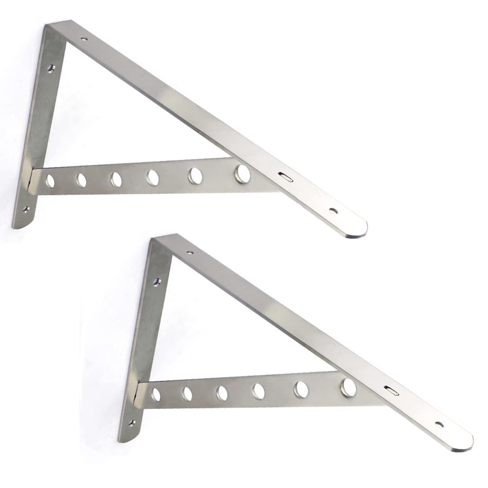 2 Pièces Support d?Étagère Flottantes en Acier Inoxydable,Équerre Étagere Murale Équerre pour Étagère Triangulaire en Métal,Equerre de Fixation 90 Degrés à Angle Droit,avec Vis (450mm/17.7in)