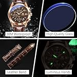 OLEVS Men's Casual Leather Watch, Big Face Chronograph Watch for Men, Fashion Easy to Read Dress Watch, Men's Waterproof Luminous Date Analog Watch, Gold/Black/White/Blue Dial - Image 5