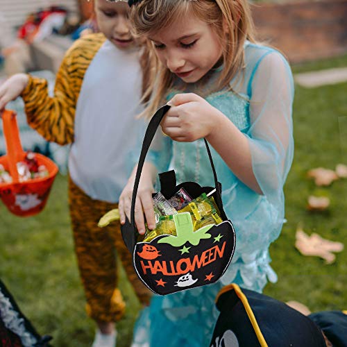EasyAcc Halloween Felt Candy Bag 2 pcs Halloween Candy Bucket with Handle Cute Trick-or-Treating Bags Halloween Party Decorations Favors Halloween Snacks Candy Goodie Bags for Kids Boys Girls Children