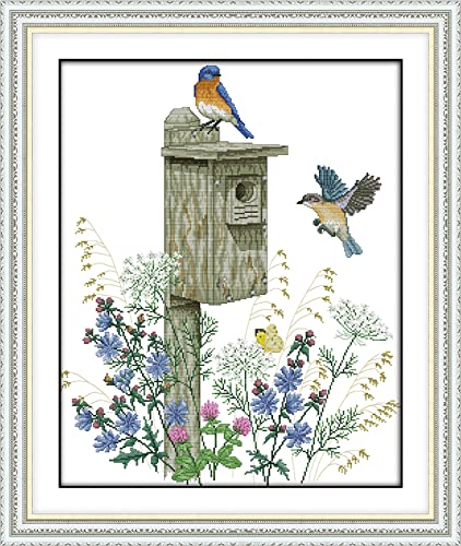 Kit broderie point de croix oiseau pour s'initier aux loisirs créatifs