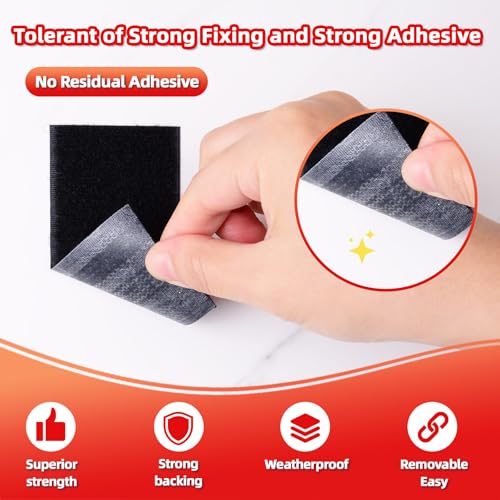 Image of Hook and Loop Tape (1inx4in), Heavy Duty Adhesion Strip, Slef Adhesive Interlocking Tape, Back Adhesive Mounting Strips, Reclosable Sticky Back Interlocking Nylon Picture Hanging Strips