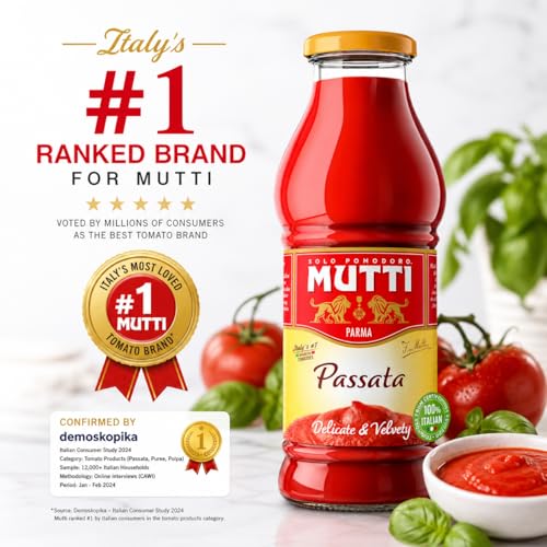 Image of Mutti Parma Passata Di Pomodoro Tomato Puree • Italian Sun-Ripened Tomatoes • Delicate & Velvety, 14.11 oz ℮ 400 g