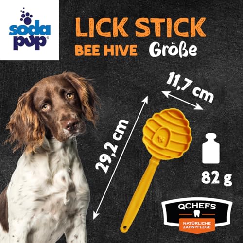QCHEFS Gelb Lick Stick & Zahnputzflocken Hund als Schleckmatte to Go & Leckerli fürs Training gegen Stress - Clicker Hundetraining