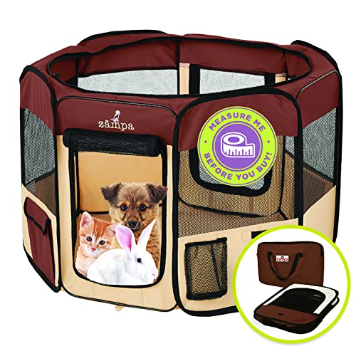 Zampa Dog Playpen Pop Up Portable Playpen for Dogs and Cat, Foldable | Indoor/Outdoor Pen & Travel Pet Carrier + Carrying Case