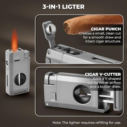 Portable Travel Cigar Humidor Case, Leather Cedar Wood Cigar Case with Cigar V Cutter & Lighter, Built in Hygrometer & Humidifier, Velvet Storage Bag Included - Image 4