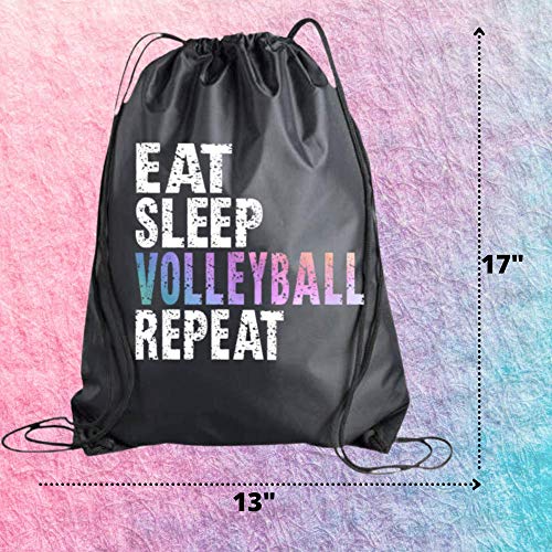 Eat Sleep Volleyball Repeat Backpack - Girls' Volleyball Player Gift, Cinch Sack Tote Bag3