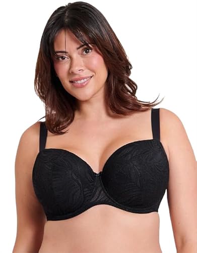 Flirtelle Women's Black Isla Balcony Bra Padded Underwired Lingerie In 40H